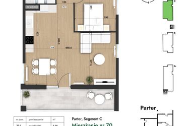 Rzut - Mieszkanie na sprzedaż 2 pokoje o powierzchni 47,44 m² - numer 70 w Słomczyńskiego Widoki