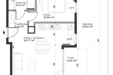 Rzut - Mieszkanie na sprzedaż 2 pokoje o powierzchni 44,63 m² - numer A-6 w Destino