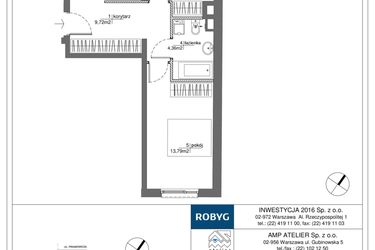 Rzut - Mieszkanie na sprzedaż 3 pokoje o powierzchni 63,05 m² - numer RM/1A/D/1/1 w Rytm Mokotowa - etap 1A