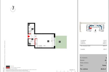 Rzut - Mieszkanie na sprzedaż 1 pokój o powierzchni 28,42 m² - numer 6 w Mochtyńska 56