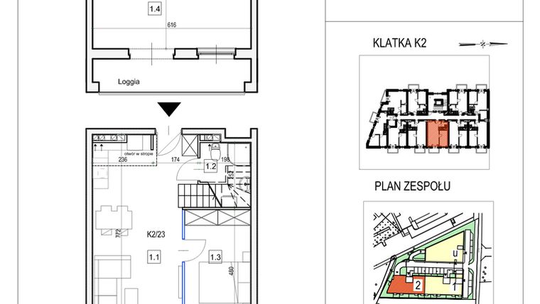 Rzut - Mieszkanie na sprzedaż 2 pokoje o powierzchni 77,96 m² - numer K2/23 w Przystań Królewiecka III