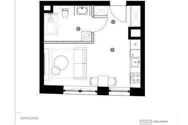 Rzut - Mieszkanie na sprzedaż 1 pokój o powierzchni 25,88 m² - numer 2.06.11 w Katowicka Residence