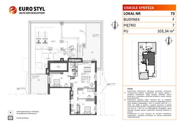 Rzut - Mieszkanie na sprzedaż 4 pokoje o powierzchni 103,34 m² - numer F.73 w Osiedle Synteza etap IV