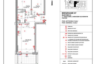 Rzut - Mieszkanie na sprzedaż 3 pokoje o powierzchni 57,46 m² - numer 6.87 w Osiedle 4 Pory Roku - Etap VII