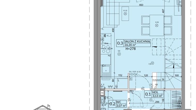 Rzut - Dom na sprzedaż 3 pokoje o powierzchni 68,42 m² - numer 35A w Osiedle Słoneczne etap IV