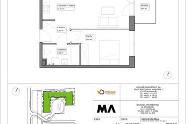 Rzut - Mieszkanie na sprzedaż 2 pokoje o powierzchni 41,19 m² - numer PT/C/5/3 w Przystanek Tarnogaj