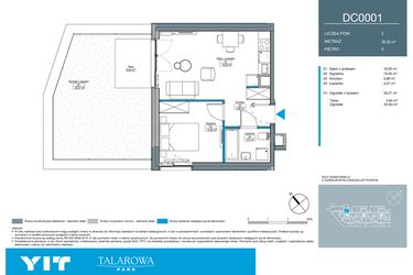 Rzut - Mieszkanie na sprzedaż 2 pokoje o powierzchni 36,5 m² - numer DC0001 w Talarowa Park II