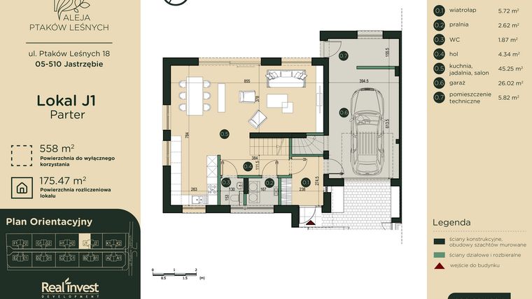 Rzut - Dom na sprzedaż 5 pokoi o powierzchni 174,81 m² - numer J1 w Aleja Ptaków Leśnych