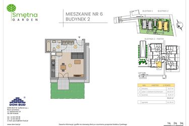 Rzut - Mieszkanie na sprzedaż 1 pokój o powierzchni 30,04 m² - numer 6 w Smętna Garden