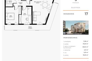 Rzut - Mieszkanie na sprzedaż 3 pokoje o powierzchni 63,59 m² - numer 17 w Bytkowska 4.0