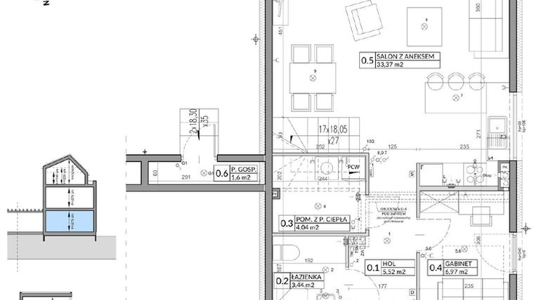 Rzut - Dom na sprzedaż 6 pokoi o powierzchni 139,23 m² - numer 2B w Wille przy Lesie
