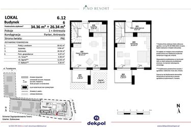 Rzut - Mieszkanie na sprzedaż 2 pokoje o powierzchni 60,7 m² - numer 6.12 w Pino Resort