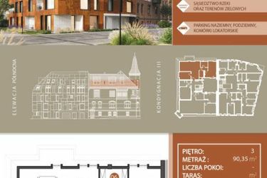 Rzut - Mieszkanie na sprzedaż 3 pokoje o powierzchni 88,96 m² - numer A.3.1 w Browar Jedności