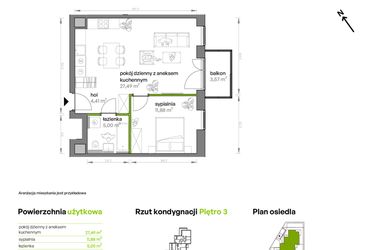 Rzut - Mieszkanie na sprzedaż 2 pokoje o powierzchni 48,78 m² - numer AA0302 w Ptasia Vita
