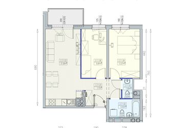 Rzut - Mieszkanie na sprzedaż 3 pokoje o powierzchni 56,63 m² - numer K1 2/7/1/3a w Południk 17 - budynek K1