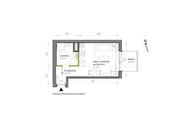 Rzut - Mieszkanie na sprzedaż 1 pokój o powierzchni 26,86 m² - numer A2/10 w Bemowo Vita