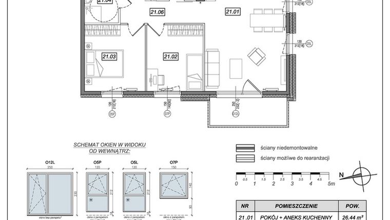 Rzut - Mieszkanie na sprzedaż 3 pokoje o powierzchni 63,11 m² - numer 6.A.21 w Urzeka bud. 6 i 7