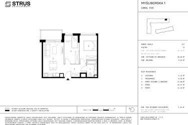 Rzut - Mieszkanie na sprzedaż 3 pokoje o powierzchni 49,9 m² - numer K16.2 w Myśliborska III etap