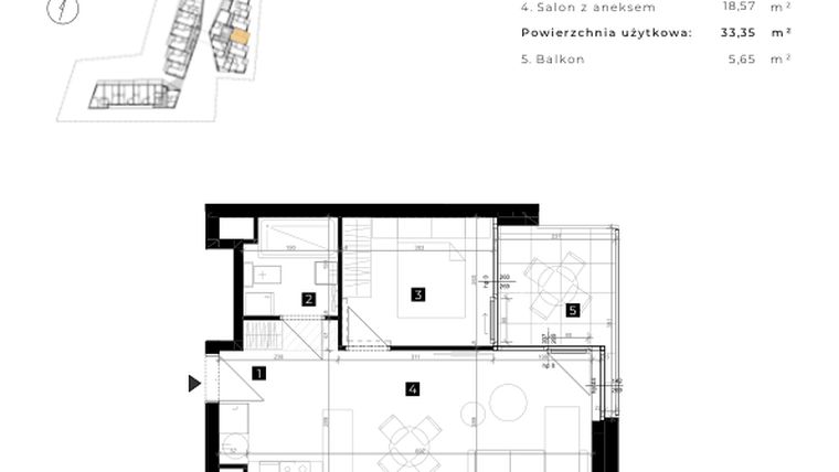 Rzut - Mieszkanie na sprzedaż 2 pokoje o powierzchni 33,35 m² - numer C.1.10 w Cisha Apartamenty Dziwnów
