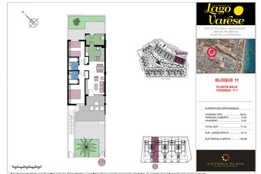 Rzut - Mieszkanie na sprzedaż 2 pokoje o powierzchni 129,8 m² - numer 17I w Residencial Lago Varese