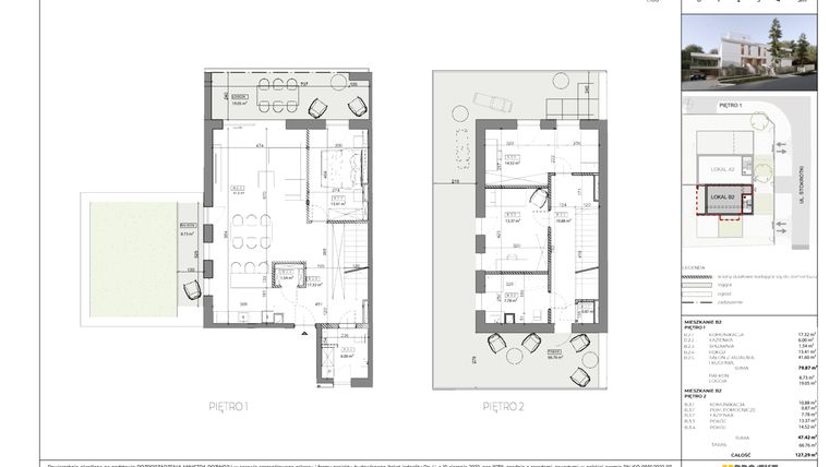 Rzut - Mieszkanie na sprzedaż 4 pokoje o powierzchni 128,1 m² - numer B2 w Stokrotki Koncept