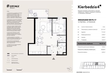 Rzut - Mieszkanie na sprzedaż 2 pokoje o powierzchni 46,21 m² - numer P5.17 w Kierbedzia 4