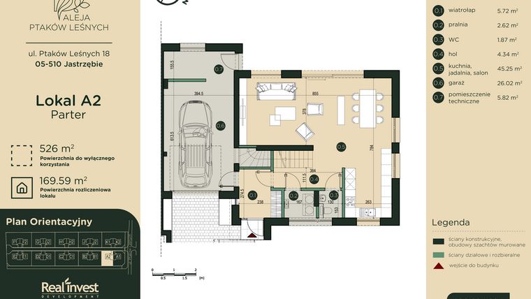 Rzut - Dom na sprzedaż 5 pokoi o powierzchni 169,02 m² - numer A2 w Aleja Ptaków Leśnych