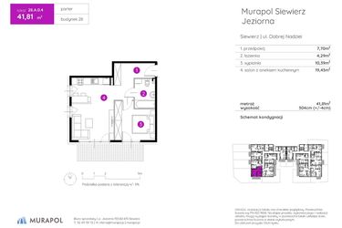 Rzut - Mieszkanie na sprzedaż 2 pokoje o powierzchni 41,81 m² - numer 28.A.0.4 w Murapol Siewierz Jeziorna bud. 27 i 28