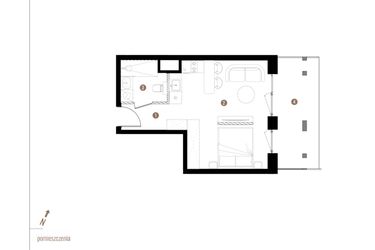 Rzut - Mieszkanie na sprzedaż 1 pokój o powierzchni 29,76 m² - numer A2.0.13 w Apartamenty Grundmanna