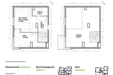 Rzut - Mieszkanie na sprzedaż 3 pokoje o powierzchni 73,94 m² - numer A34 w Traugutta Vita