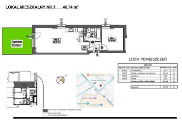 Rzut - Mieszkanie na sprzedaż 2 pokoje o powierzchni 40,74 m² - numer M3 w Jeziorna 1