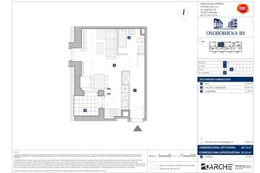 Rzut - Mieszkanie na sprzedaż 1 pokój o powierzchni 30,1 m² - numer A.12 w Osobowicka 114