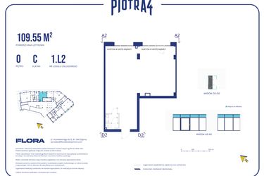 Rzut - Lokal użytkowy na sprzedaż 1 pokój o powierzchni 109,55 m² - numer 1.L2 w Piotra 4