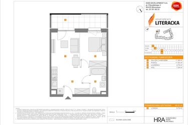 Rzut - Mieszkanie na sprzedaż 2 pokoje o powierzchni 40,41 m² - numer F.83 w Apartamenty Literacka etap 2.3