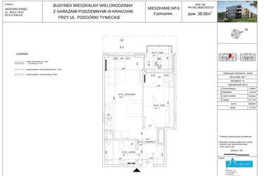 Rzut - Mieszkanie na sprzedaż 2 pokoje o powierzchni 38,56 m² - numer B6 w Podgórki Tynieckie