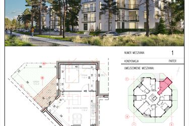 Rzut - Mieszkanie na sprzedaż 2 pokoje o powierzchni 37,23 m² - numer 1 w Grasera 12