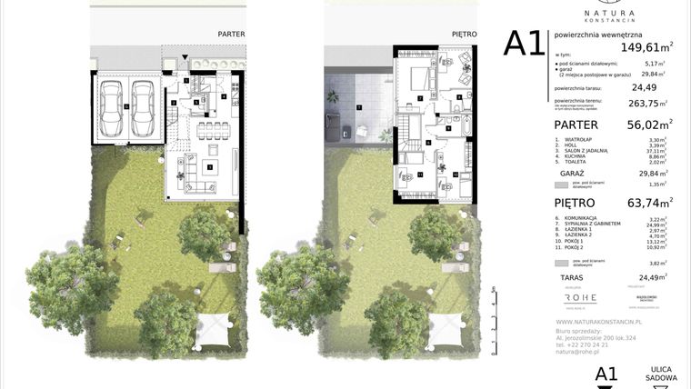 Rzut - Dom na sprzedaż 4 pokoje o powierzchni 149,61 m² - numer A1 w Natura Konstancin