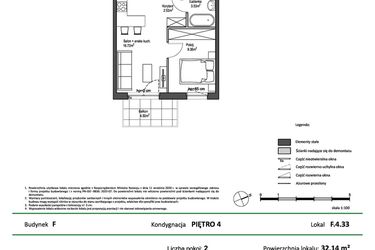 Rzut - Mieszkanie na sprzedaż 2 pokoje o powierzchni 32,14 m² - numer F.4.33 w Nowy Świat Ostoja etap II - EFG
