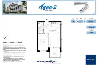 Rzut - Mieszkanie na sprzedaż 2 pokoje o powierzchni 38,67 m² - numer F.340 w Bel Mare (Międzyzdroje)