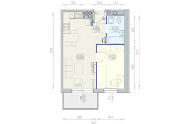 Rzut - Mieszkanie na sprzedaż 2 pokoje o powierzchni 35,63 m² - numer K1 2/8/5/2a w Południk 17 - budynek K1