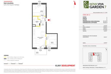 Rzut - Mieszkanie na sprzedaż 3 pokoje o powierzchni 50,19 m² - numer 52 w Nova Viva Garden 7