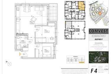 Rzut - Mieszkanie na sprzedaż 3 pokoje o powierzchni 61,39 m² - numer F4 w Kowanówko