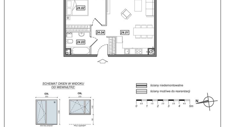 Rzut - Mieszkanie na sprzedaż 2 pokoje o powierzchni 47,54 m² - numer 9.A.24 w Urzeka bud. 9