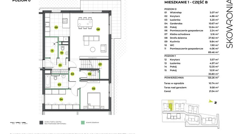 Rzut - Mieszkanie na sprzedaż 4 pokoje o powierzchni 146,8 m² - numer 6BL/1 w Skowronia