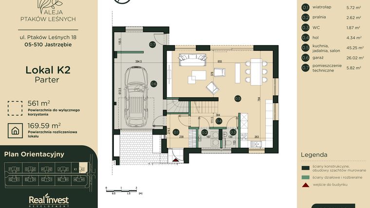 Rzut - Dom na sprzedaż 5 pokoi o powierzchni 169,59 m² - numer K2 w Aleja Ptaków Leśnych