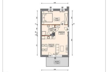 Rzut - Mieszkanie na sprzedaż 2 pokoje o powierzchni 41,85 m² - numer B4.1.11.2A w Stegna Park II