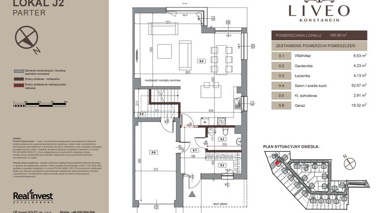 Rzut - Dom na sprzedaż 5 pokoi o powierzchni 160,66 m² - numer J2 w Liveo Konstancin
