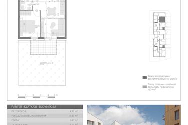 Rzut - Mieszkanie na sprzedaż 2 pokoje o powierzchni 35,48 m² - numer M-22 w Forma Augustów