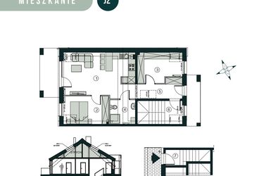 Rzut - Mieszkanie na sprzedaż 3 pokoje o powierzchni 66,28 m² - numer J2 w Aleja Wiśniowa Pogórze