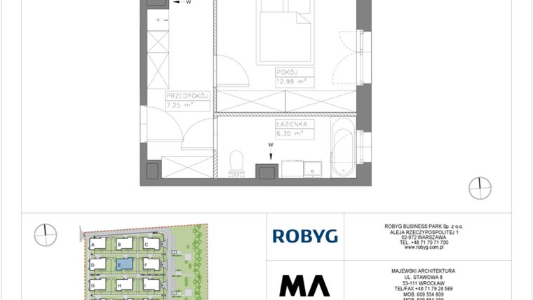 Rzut - Mieszkanie na sprzedaż 2 pokoje o powierzchni 48,76 m² - numer VV/E/2/1 w Villa Viva